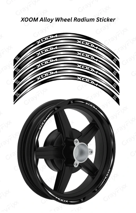 Alloy Wheel Radium Vinyl Sticker Compatible with Xoom | Made in Premium Radium Vinyl with FPF (Fade Protection Film), Waterproof, Precut Sticker, Pack of 1